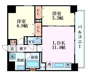 ミラノ堺筋の物件間取画像